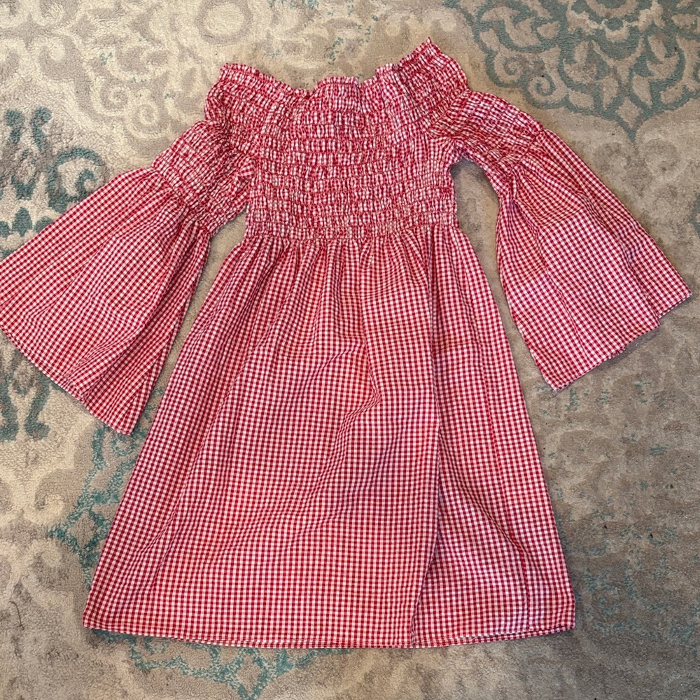 Max Studio Red Gingham Midi Dress